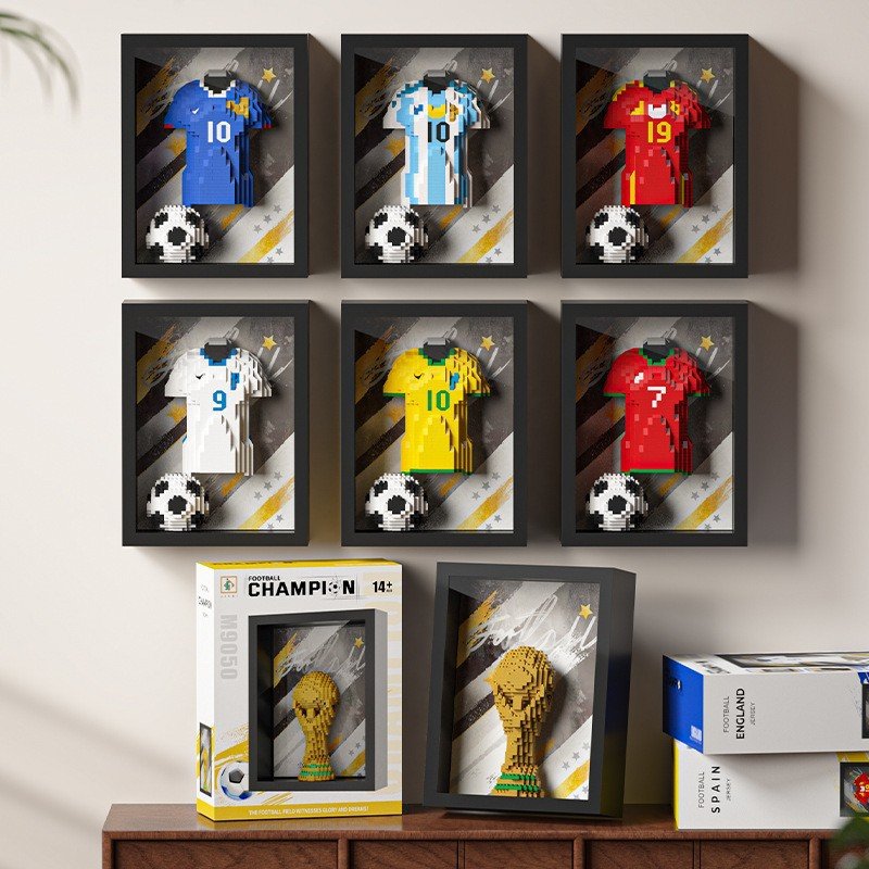 Football/Soccer World Cup Trophy Jersey World Cup Sports Figure Football Match Display Model Building Block Toy